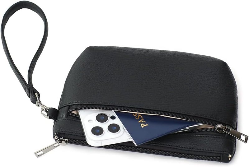BBORGDC Small Wristlet Wallets for Women, Zip Clutch Bag with Wristlet Pouch, 3-Zipper Original Design - Image 5